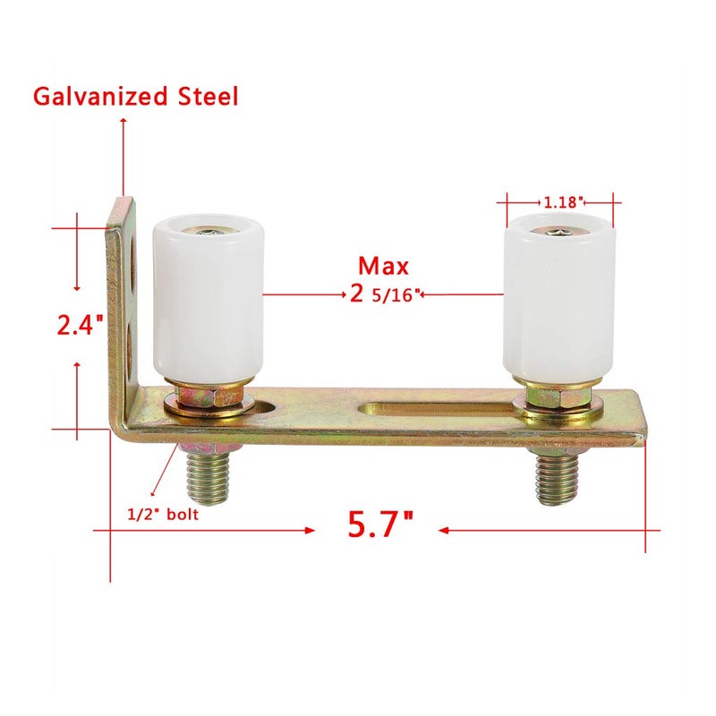 Skelang Slide Gate Guide Roller with L Post Bracket, Adjustable Dual Nylon Rollers Gate Assembly Support for Sliding Rolling Gates 2-5/16" Max Capacity - Image 3